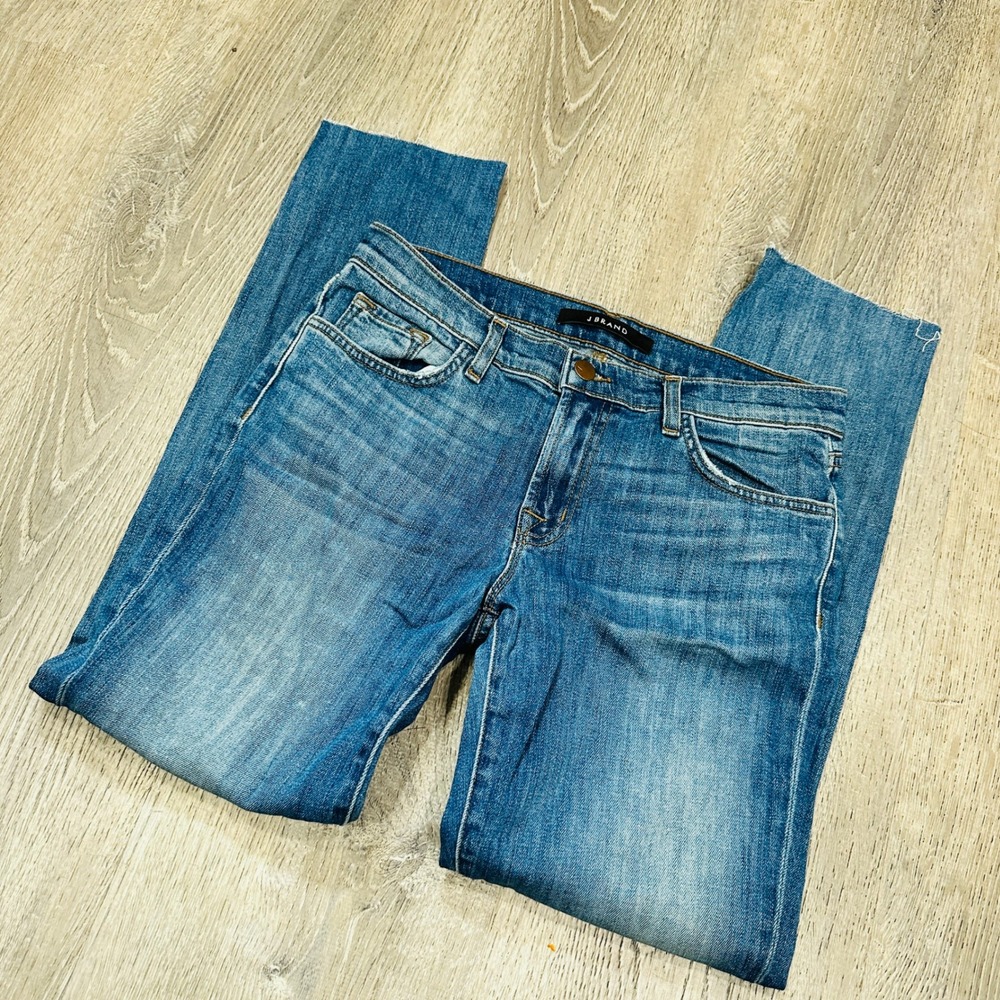 J Brand Jeans Womens 26 Ellis Straight Leg Jeans Echo Blue Raw Hem 9077E431 Jean